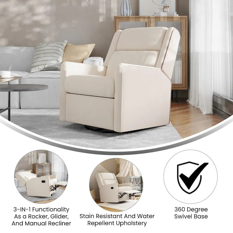 Manual Rocking Recliner Chair with Swivel and Gliding Motion