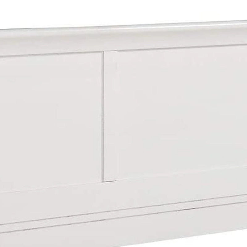 Transitional Panel Design Sleigh Eastern King Size Bed, White