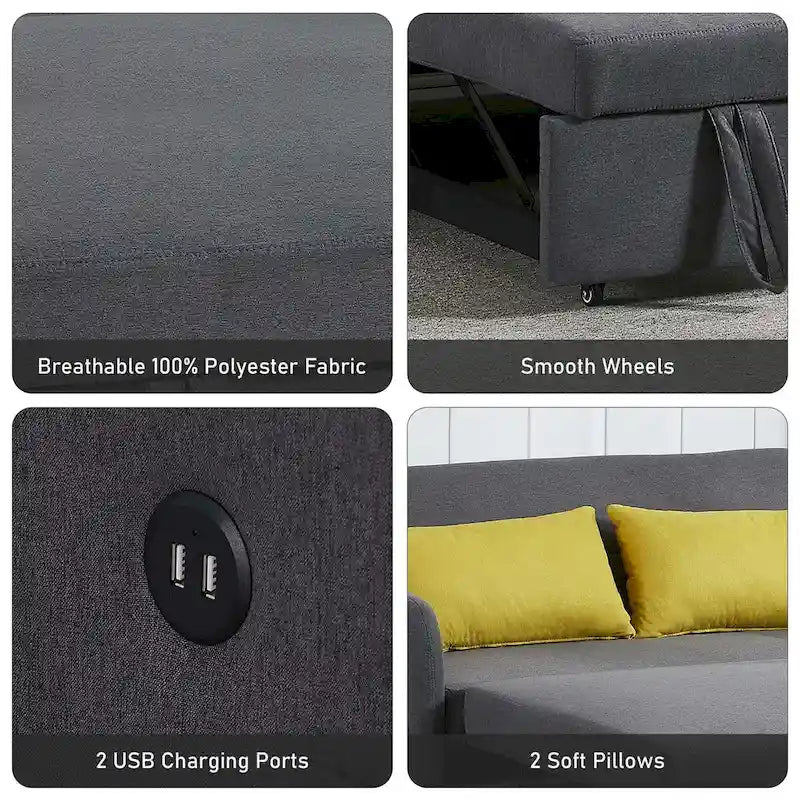 Aukfa Sofa Bed Pull Out Couch Convertible Loveseat Sleeper Sofa Couch