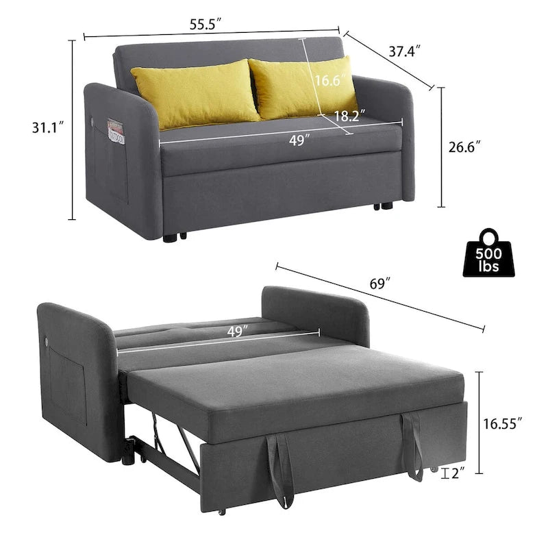 Aukfa Sofa Bed Pull Out Couch Convertible Loveseat Sleeper Sofa Couch