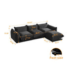 103 L-Shaped Sectional Sofa, Minimalist Chenille Modular 4-Seat Couch Sectionals with Reversible Chaise Ottoman