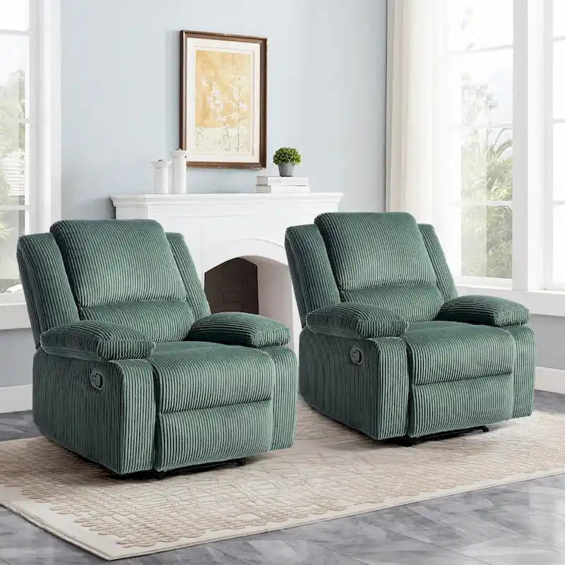 2Set Modern Lounger Upholstered Push Back Manual Recliner Chair