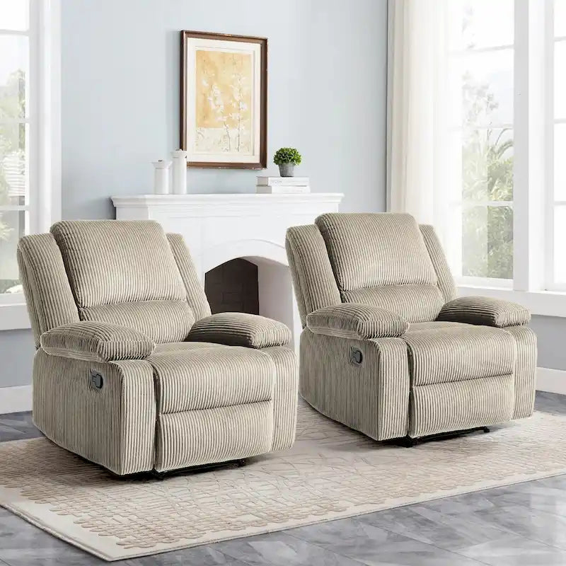 2Set Modern Lounger Upholstered Push Back Manual Recliner Chair