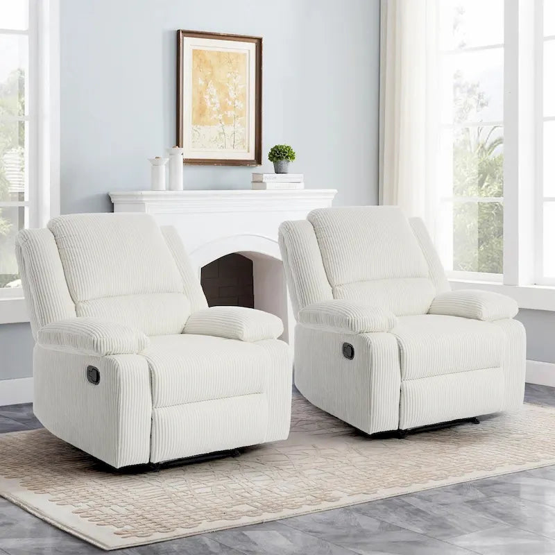 2Set Modern Lounger Upholstered Push Back Manual Recliner Chair