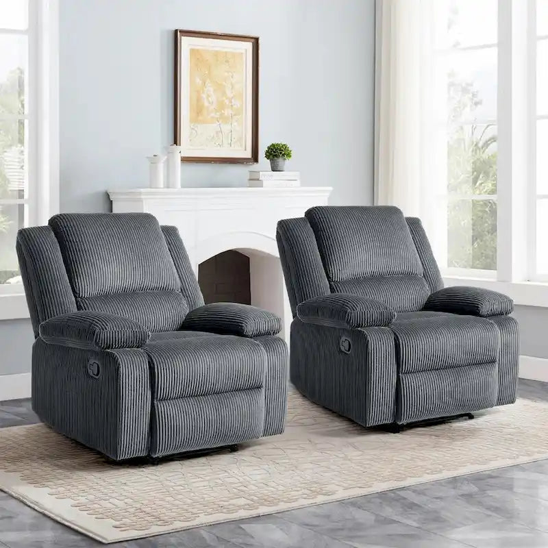 2Set Modern Lounger Upholstered Push Back Manual Recliner Chair
