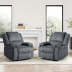 2Set Modern Lounger Upholstered Push Back Manual Recliner Chair
