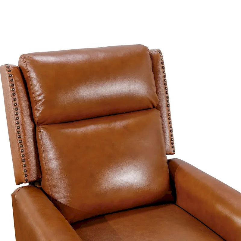 COZYMAN Mid-century Genuine Leather Recliner Adjustable Push Back Comfortable Set of 2 Arm Chairs for Living Room