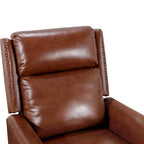 COZYMAN Mid-century Genuine Leather Recliner Adjustable Push Back Comfortable Set of 2 Arm Chairs for Living Room
