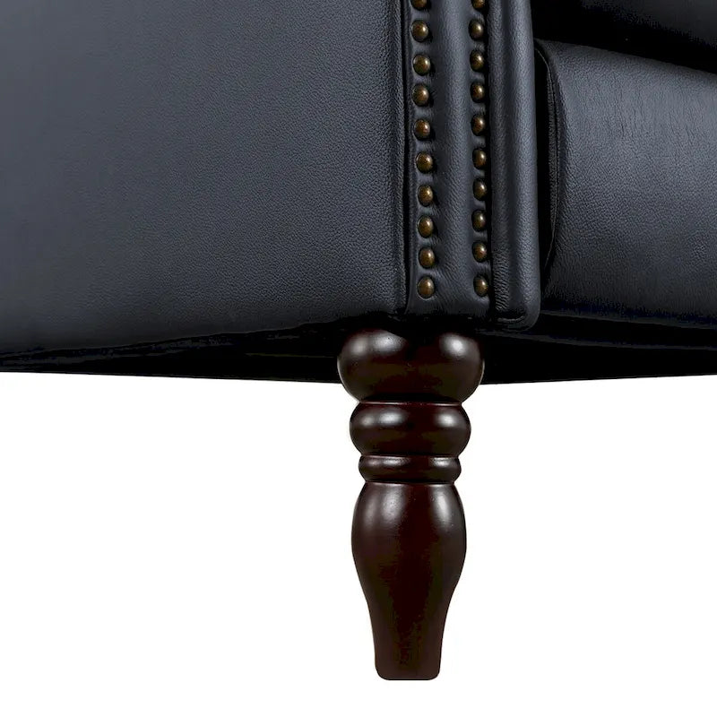 COZYMAN Mid-century Genuine Leather Recliner Adjustable Push Back Comfortable Set of 2 Arm Chairs for Living Room