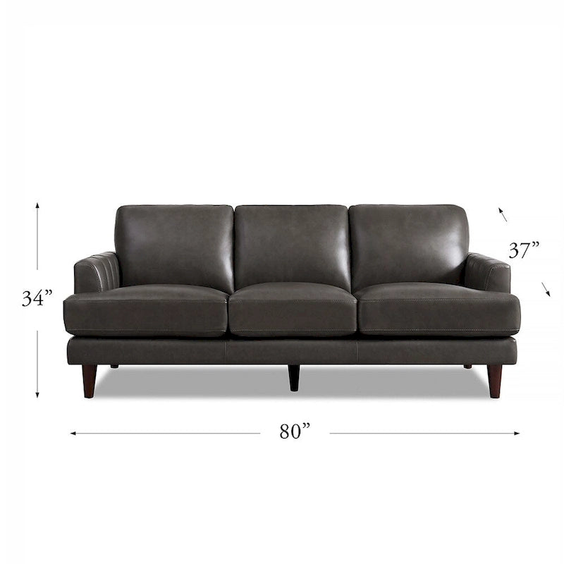 Ivy Living Cassia Top Grain Leather Sofa With Feather, Memory Foam and Springs