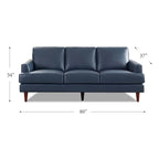 Ivy Living Cassia Top Grain Leather Sofa With Feather, Memory Foam and Springs