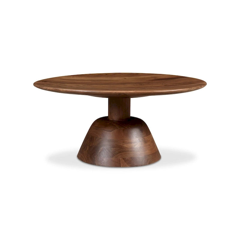 Macari Nelson Modern Solid Mango Wood Pedestal Coffee Table - 30W x 30D x 14H