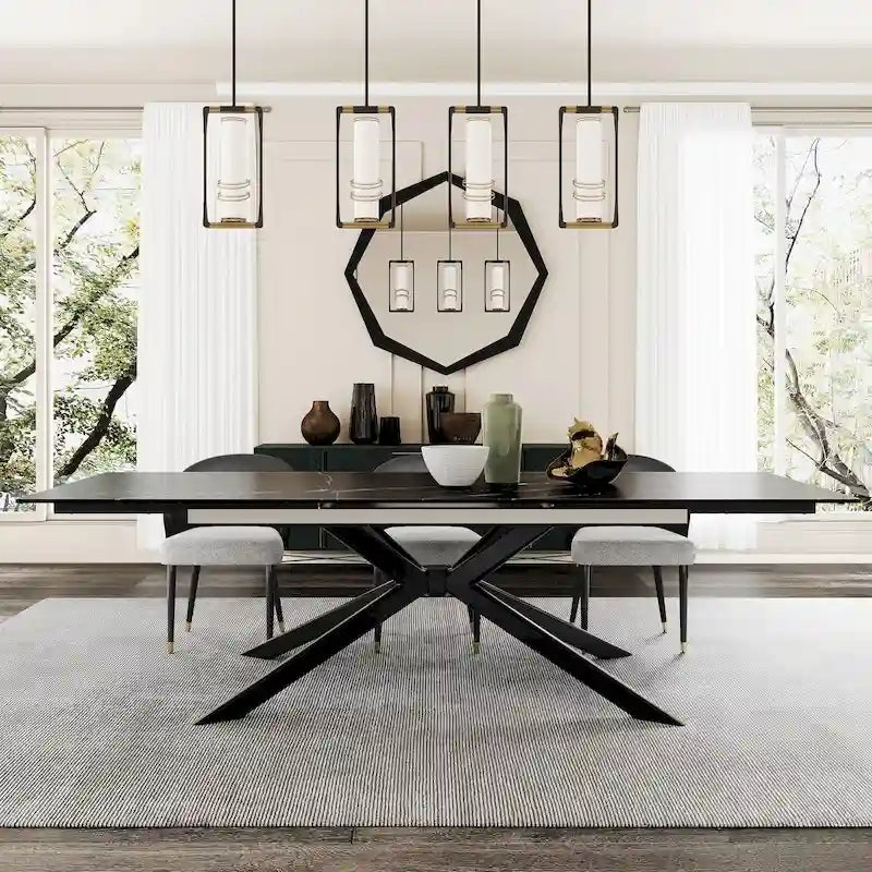 110.24 Extendable Rectangular Sintered Stone Dining Table - 78.74 to 110.24