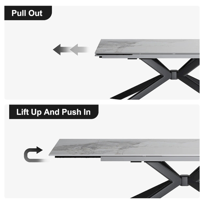 110.24 Extendable Rectangular Sintered Stone Dining Table - 78.74 to 110.24