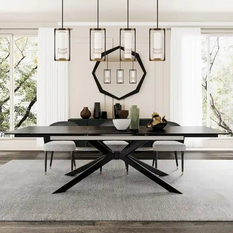 110.24 Extendable Rectangular Sintered Stone Dining Table - 78.74 to 110.24