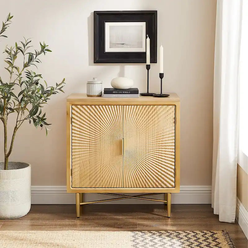 Art Leon Textured Wood Sideboard Accent Cabinet