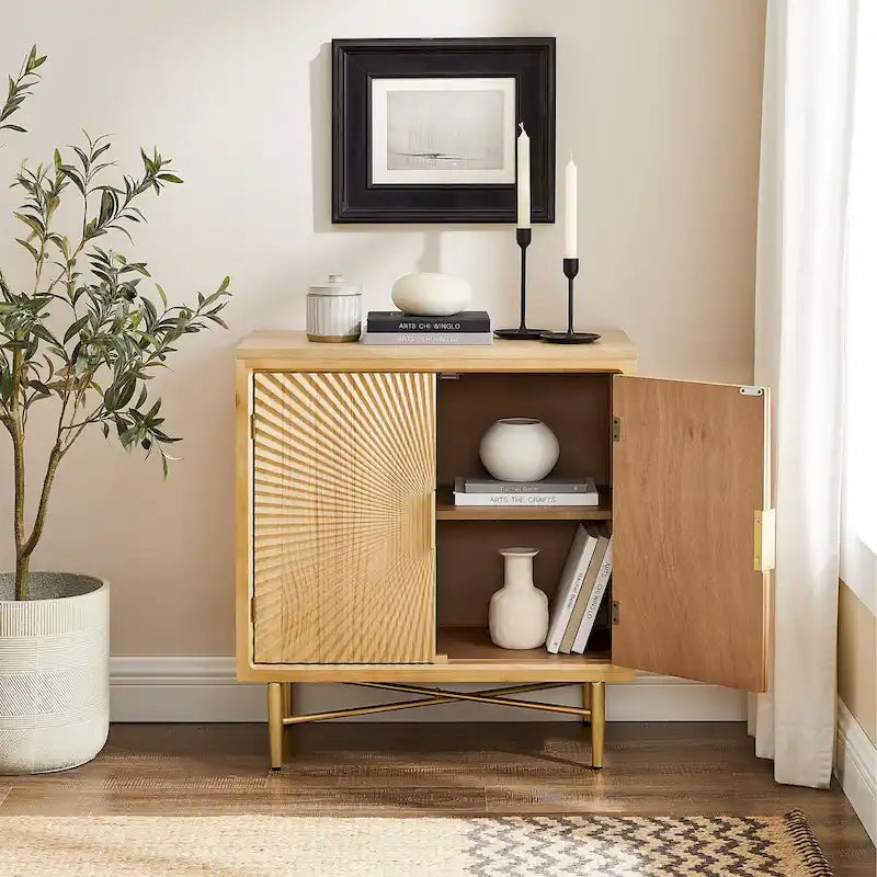 Art Leon Textured Wood Sideboard Accent Cabinet