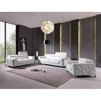 HomeRoots 89 White Italian Leather Sofa With Silver Legs - 35 H x 89 W x 43 D