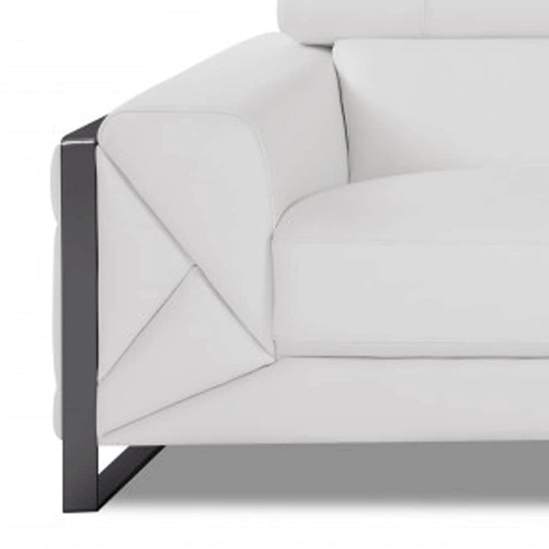 HomeRoots 89 White Italian Leather Sofa With Silver Legs - 35 H x 89 W x 43 D