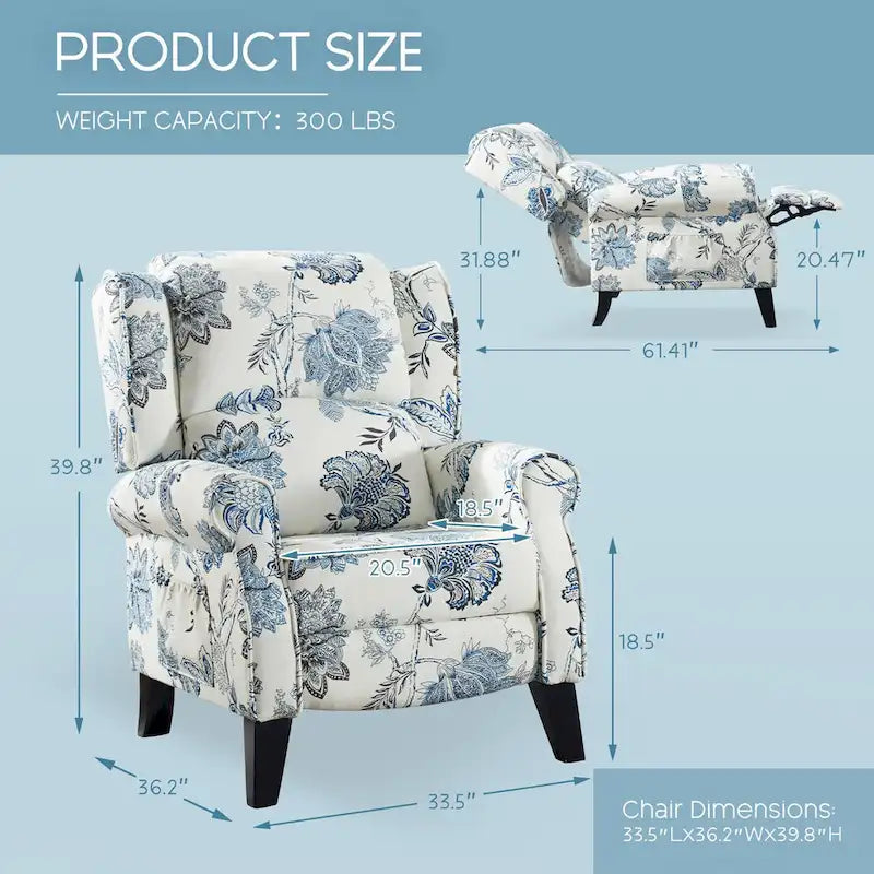 HOMYKA Manual Pushback Recliner Adjustable Accent Chair Wingback Armchair Set of 2