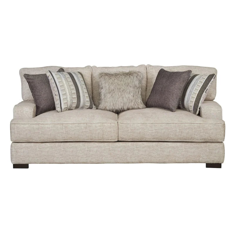 Furniture of America Aiden Contemporary Track Arms Sofa with Loose Back Pillows and Wooden Legs