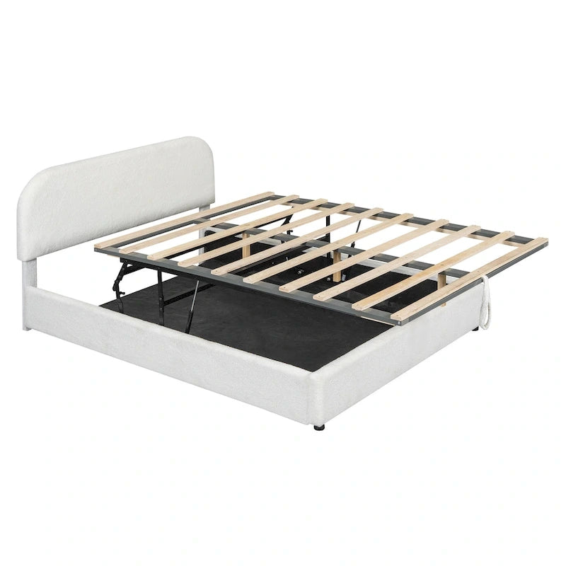 Teddy Fleece Upholstered Platform Bed with Hydraulic Storage System