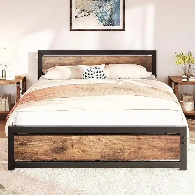 Full Size Bed Frame Platform with Headboard,14 inch Full Bedframe