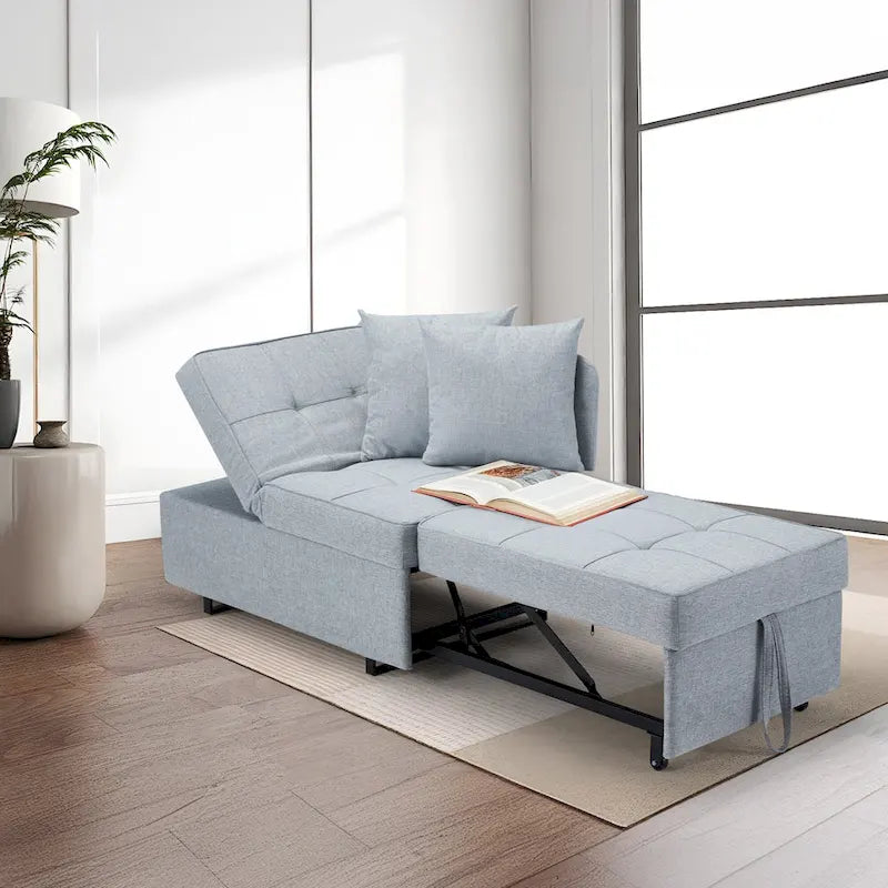 EROMMY Sleeper Sofa Chair Bed , Adjustable Backrest Pull Out Sofa Bed with Faux Linen Sofa Fabric