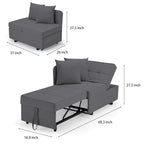 EROMMY Sleeper Sofa Chair Bed , Adjustable Backrest Pull Out Sofa Bed with Faux Linen Sofa Fabric