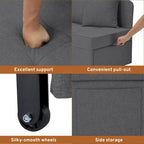 EROMMY Sleeper Sofa Chair Bed , Adjustable Backrest Pull Out Sofa Bed with Faux Linen Sofa Fabric