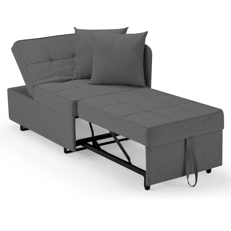 EROMMY Sleeper Sofa Chair Bed , Adjustable Backrest Pull Out Sofa Bed with Faux Linen Sofa Fabric