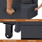 EROMMY Sleeper Sofa Chair Bed , Adjustable Backrest Pull Out Sofa Bed with Faux Linen Sofa Fabric