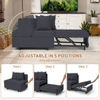 EROMMY Sleeper Sofa Chair Bed , Adjustable Backrest Pull Out Sofa Bed with Faux Linen Sofa Fabric