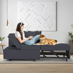 EROMMY Sleeper Sofa Chair Bed , Adjustable Backrest Pull Out Sofa Bed with Faux Linen Sofa Fabric