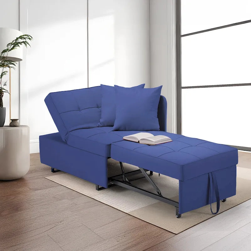 EROMMY Sleeper Sofa Chair Bed , Adjustable Backrest Pull Out Sofa Bed with Faux Linen Sofa Fabric